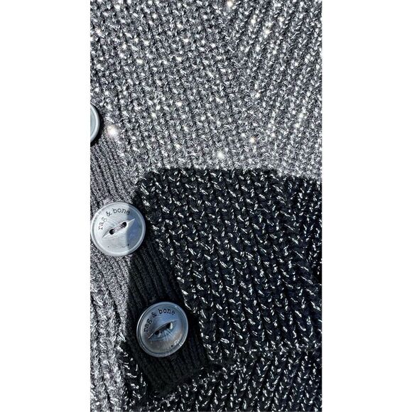 RAG & BONE BLACK AND SILVER METALLIC CROP SWEATER SIZE S - Picture 4 of 12